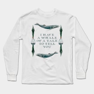 Ocean Quote Ship In a Bottle Seaweed Blue Whale Nautical Watercolor Long Sleeve T-Shirt